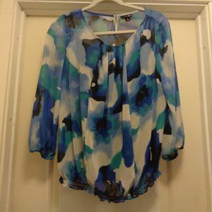 COQUETTE EURO ROMANTIC SEMI SHEER BLUES BLOUSE W CAMI M
